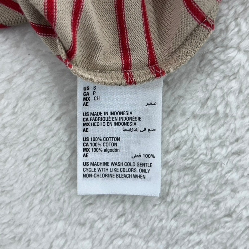 Mode‎ Of One Mens Striped Long Sleeve Tee Cinnamon Brulee Tan Red Small NWT - Picture 9 of 13